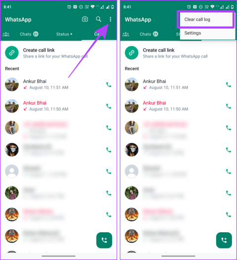 Comment supprimer lhistorique des appels WhatsApp sur les appareils Android et iOS