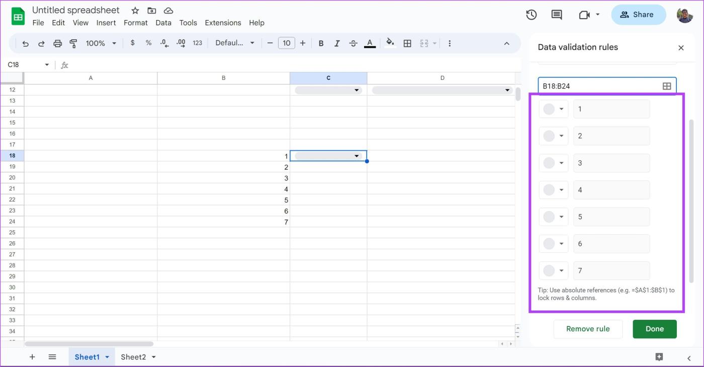 Cómo crear, editar y eliminar listas desplegables en Google Sheets