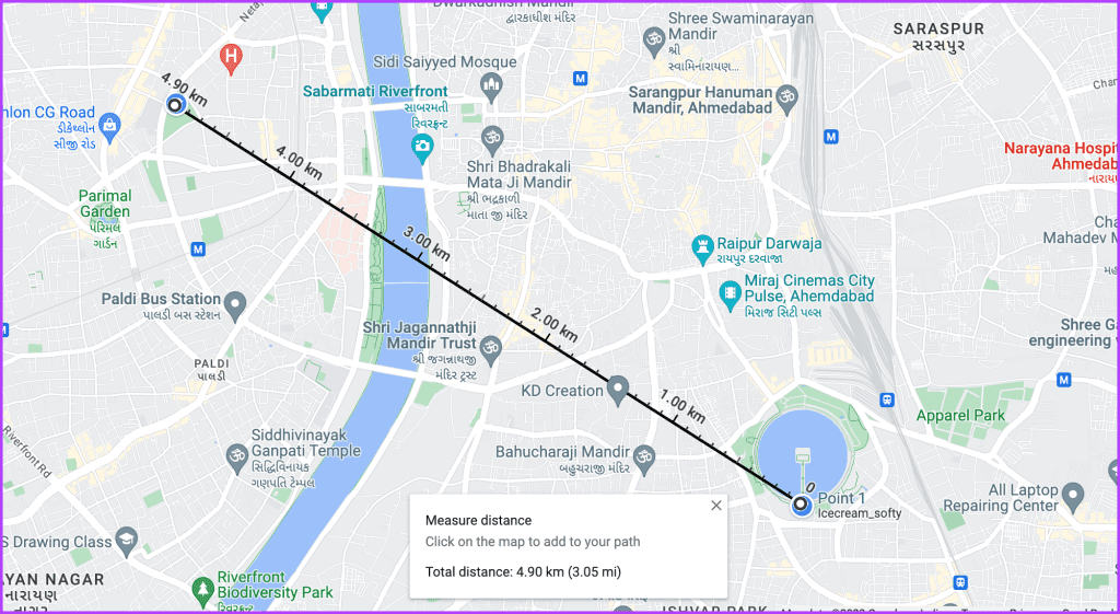 Comment trouver le point à mi-chemin sur Google Maps