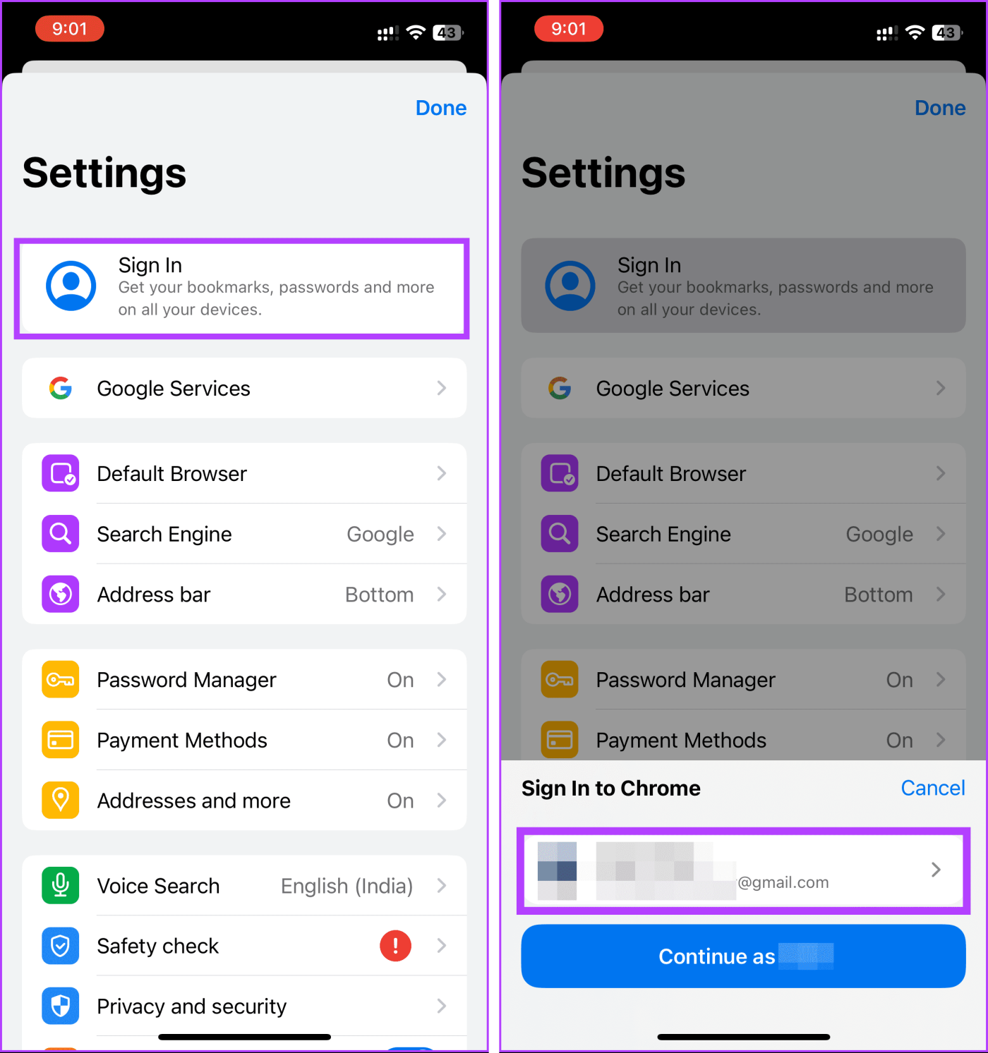 Come cambiare account Google in Chrome per iOS, iPad e Android