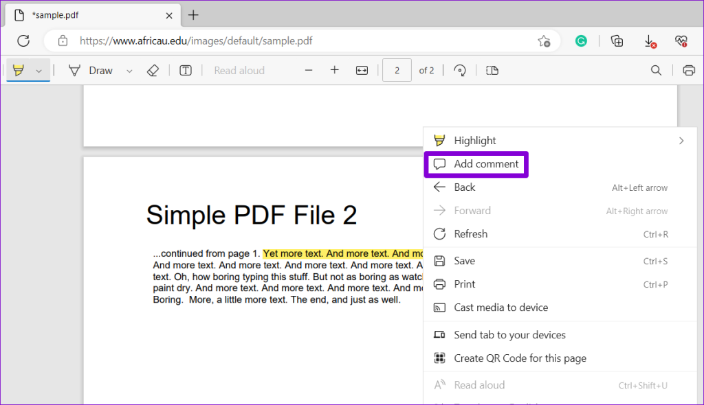 Microsoft Edge の組み込み PDF エディターを使用して PDF を編集する方法