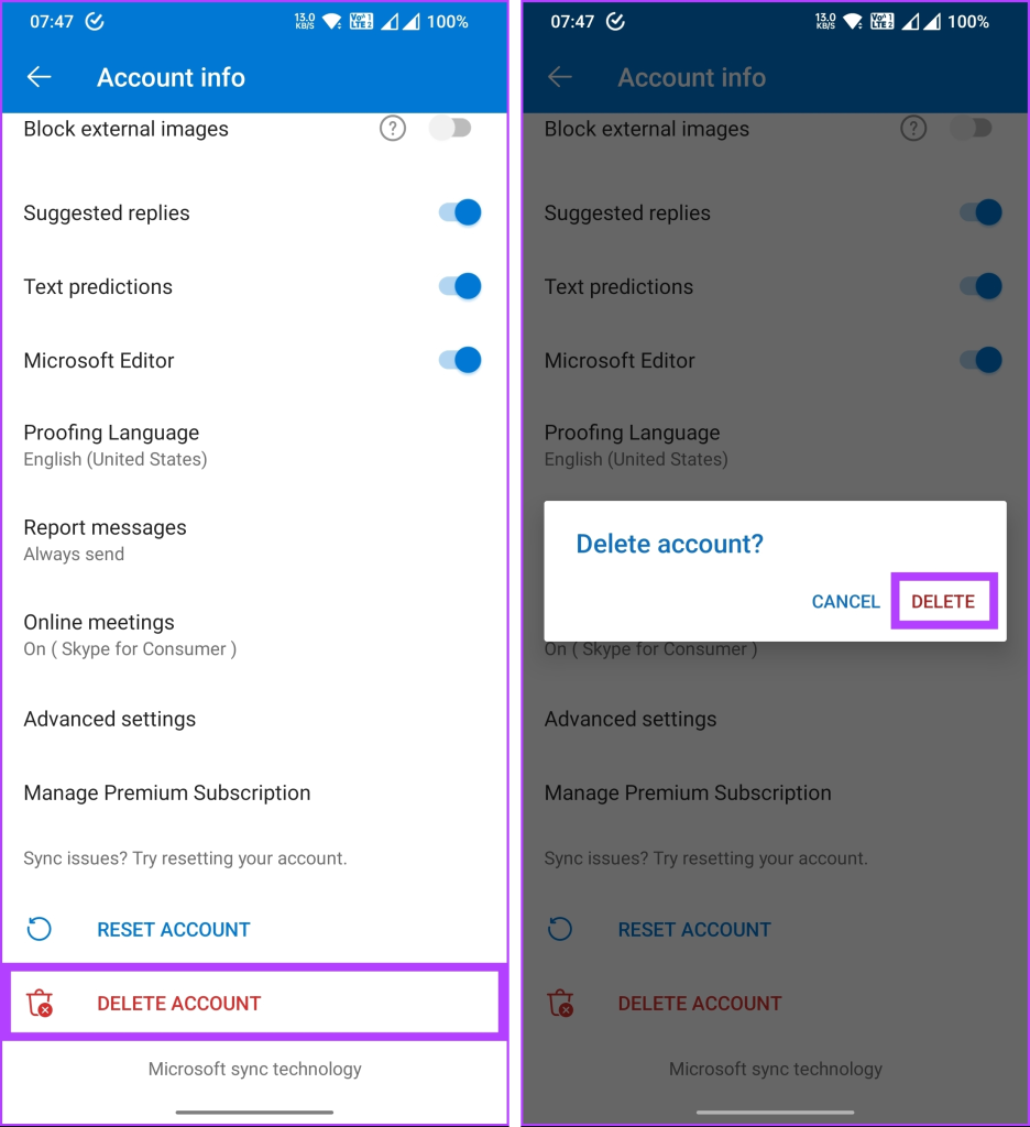 Outlook から電子メール アカウントを削除する方法