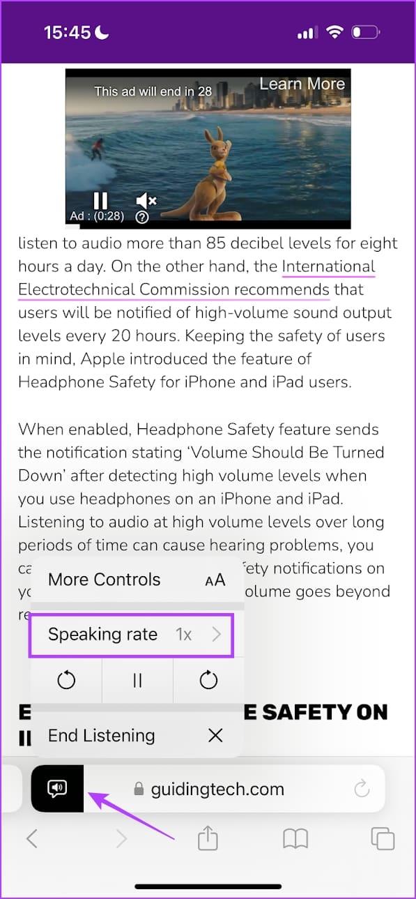 Cómo leer en voz alta una página web en Safari en iPhone