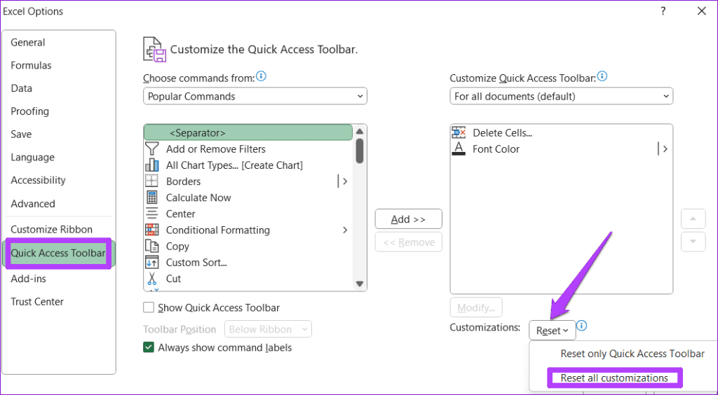 4 façons de réparer la barre d'outils Excel qui ne fonctionne pas sous Windows