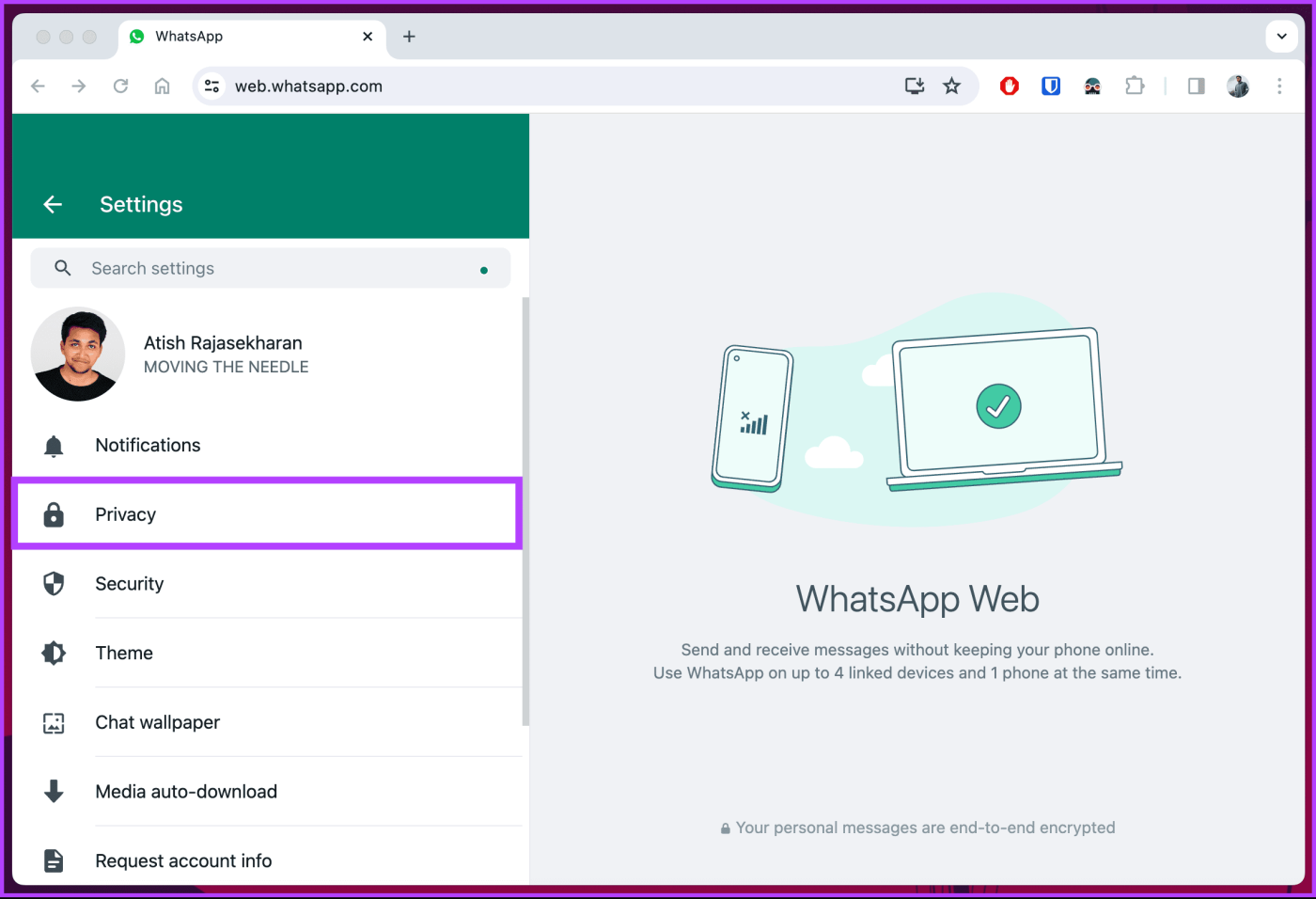 วิธีรักษาความปลอดภัยเว็บ WhatsApp ด้วยรหัสผ่าน