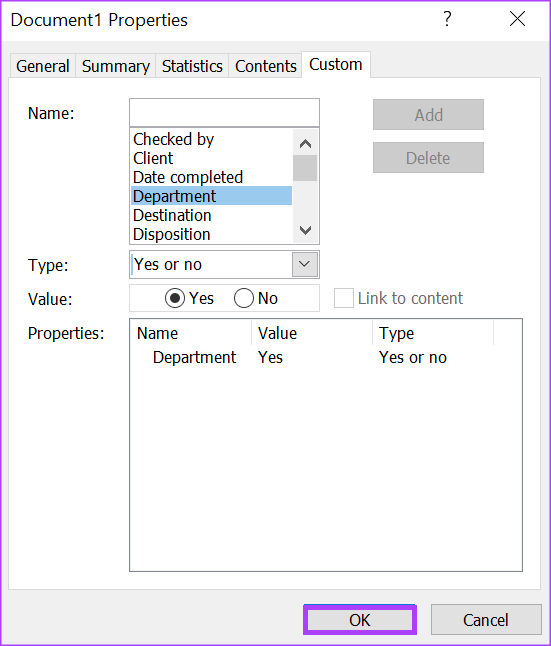 วิธีสร้างหรือแก้ไขคุณสมบัติแบบกำหนดเองสำหรับไฟล์ Microsoft Word