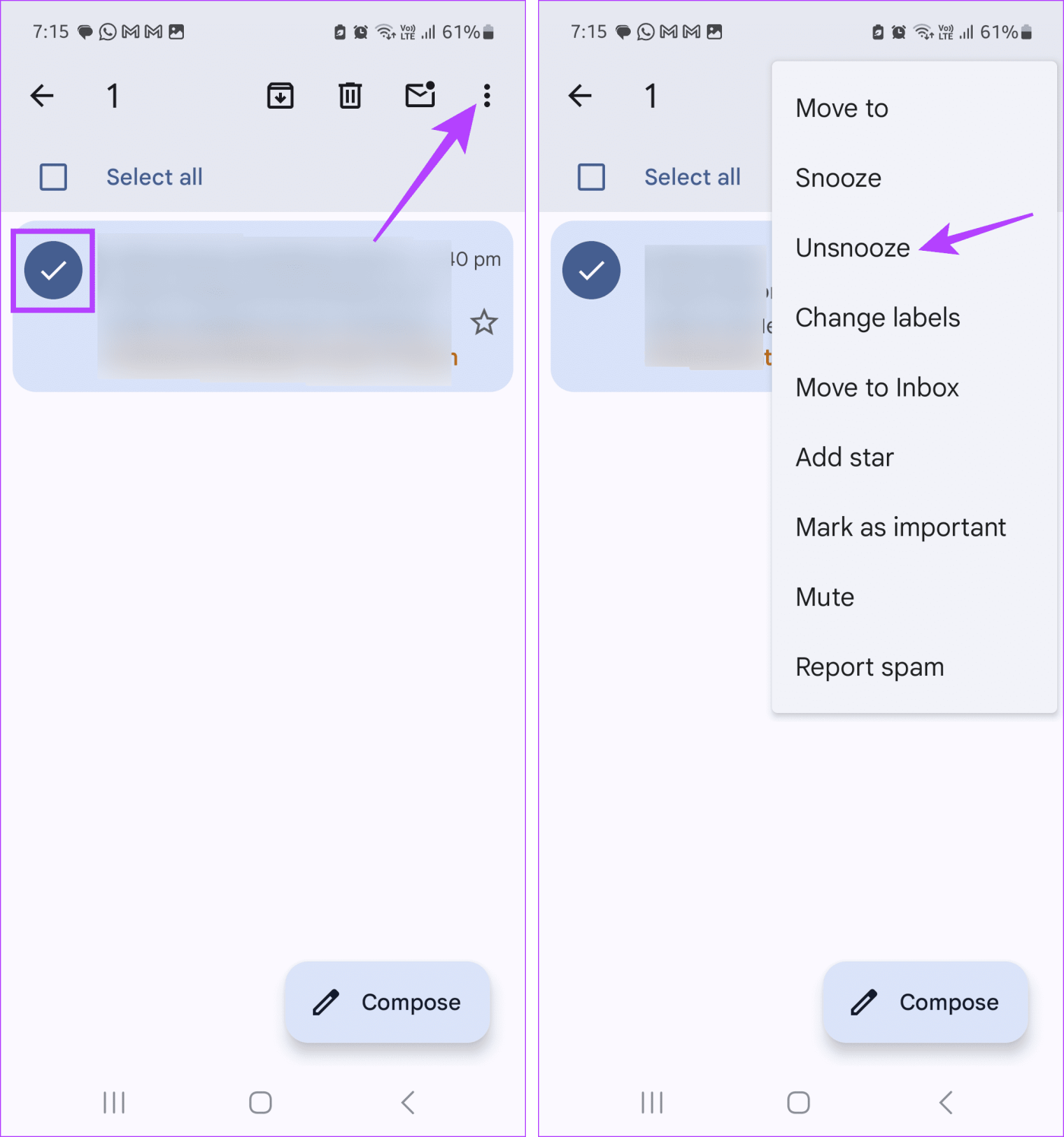 Comment utiliser Snooze dans Gmail sur mobile et ordinateur de bureau