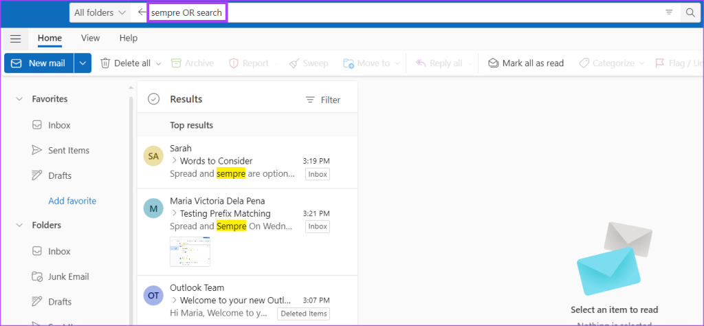 คำแนะนำในการใช้แถบค้นหาและตัวดำเนินการค้นหาใน Microsoft Outlook