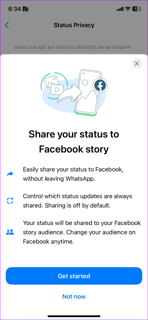 Como compartilhar automaticamente o status do WhatsApp como uma história do Facebook