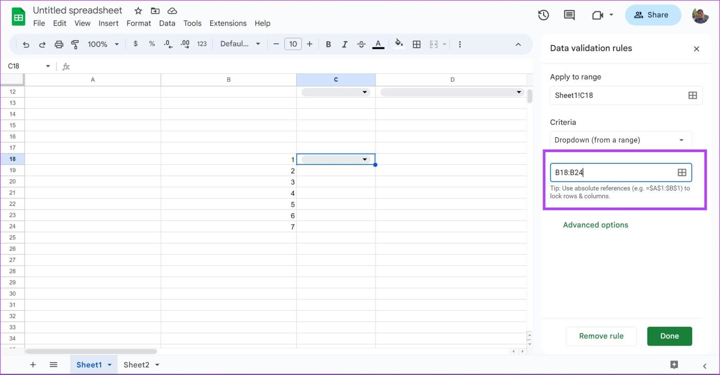 Cómo crear, editar y eliminar listas desplegables en Google Sheets