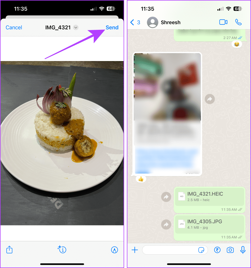 iPhoneを使用してWhatsAppで写真をドキュメントとして送信する4つの方法