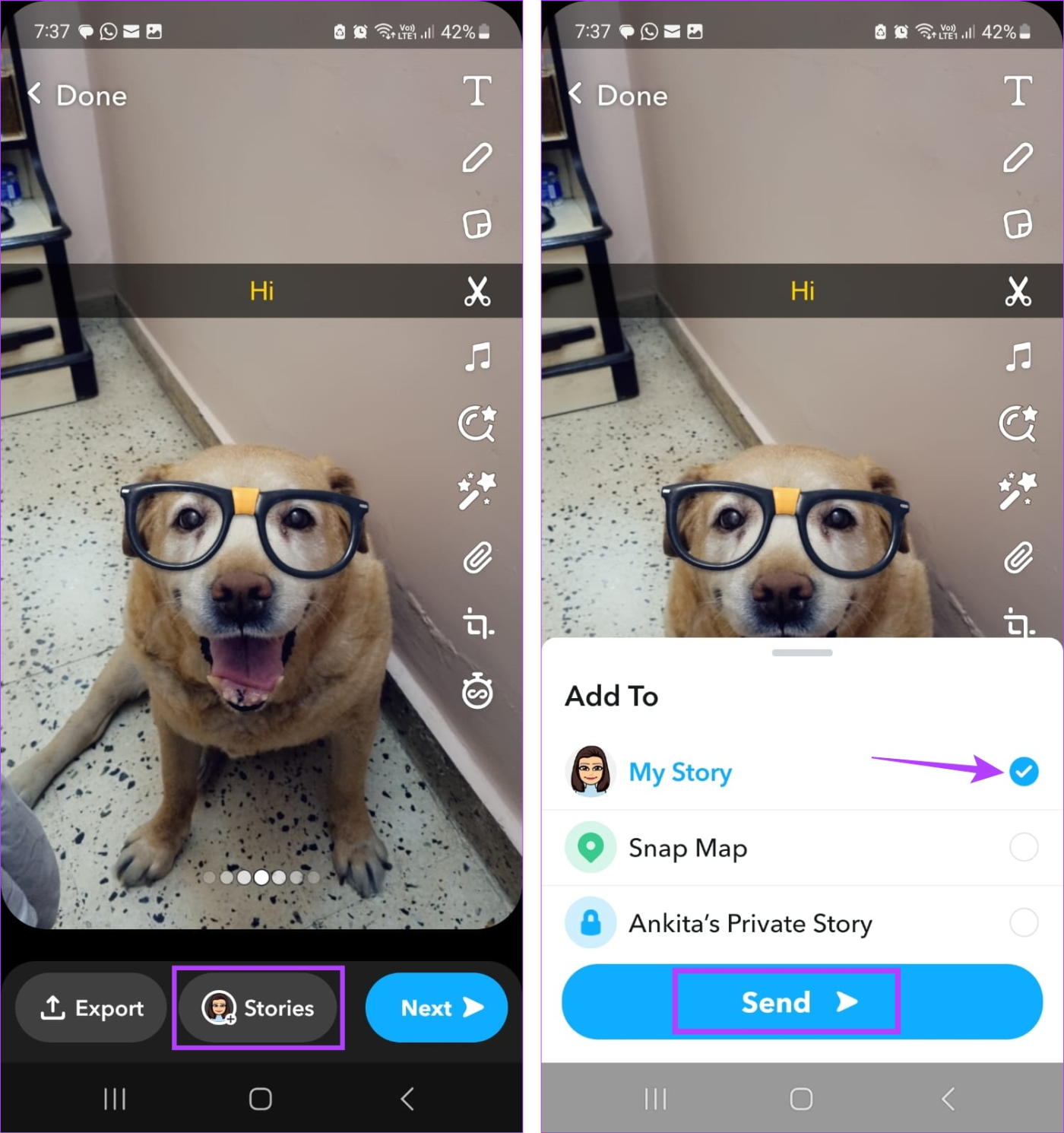 Comment ajouter des photos de pellicule à l'histoire de Snapchat