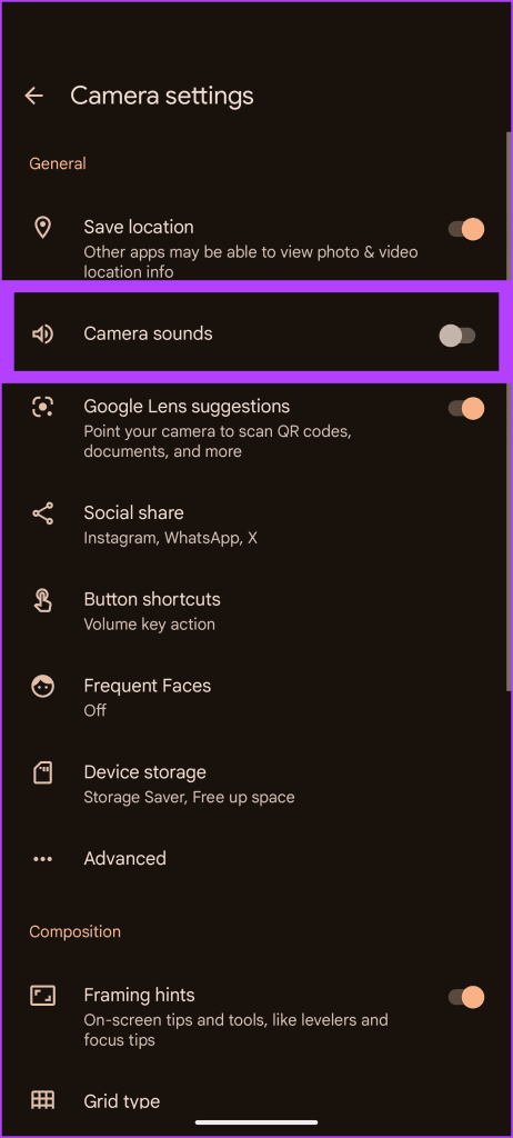 Google Pixelのカメラ音をオフにする方法