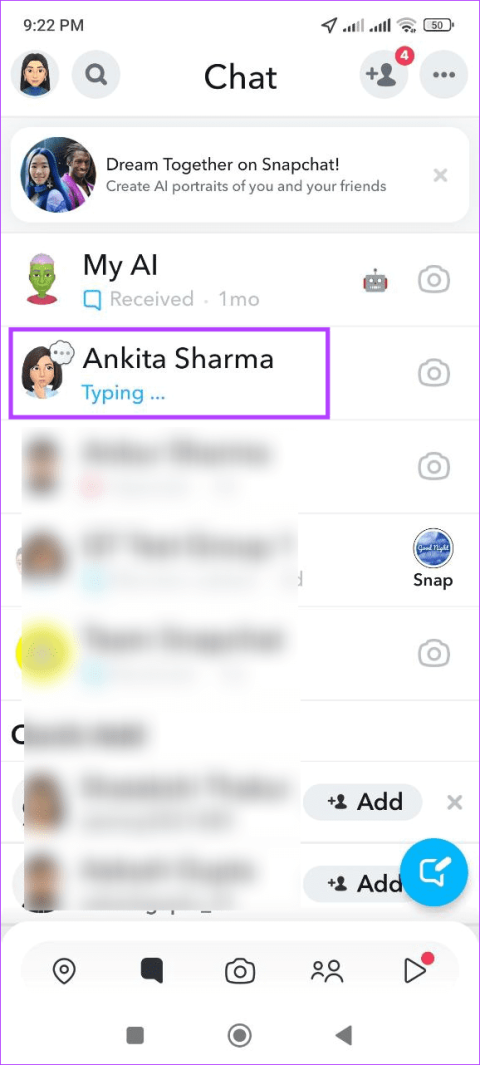 Comment désactiver la notification de saisie sur Snapchat