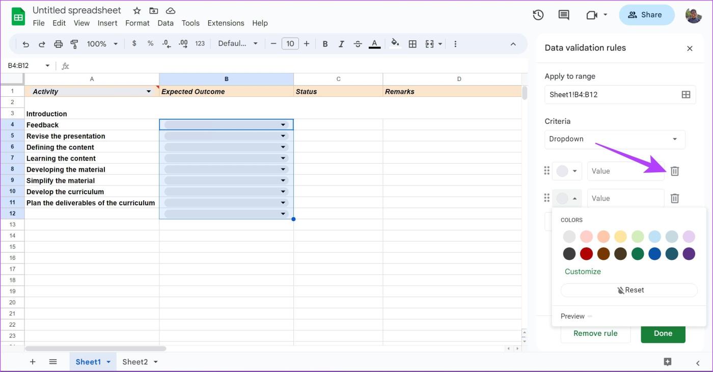 Cómo crear, editar y eliminar listas desplegables en Google Sheets