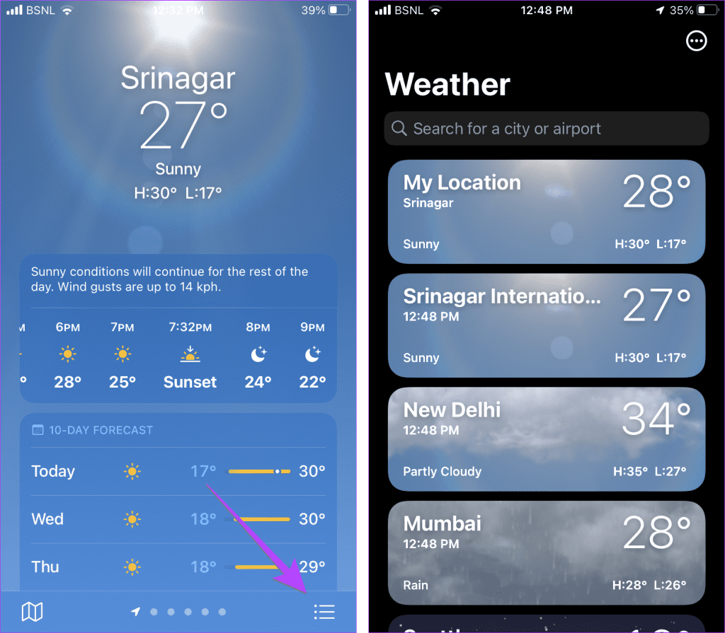 iPhoneでApple天気アプリを使用する方法