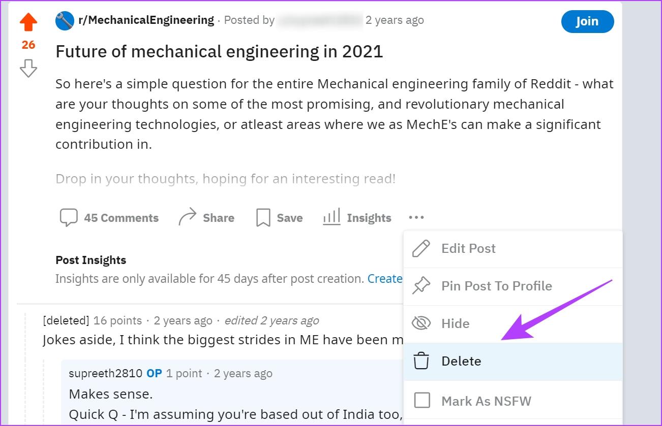 Hoe u alle Reddit-opmerkingen en berichten in de webbrowser verwijdert