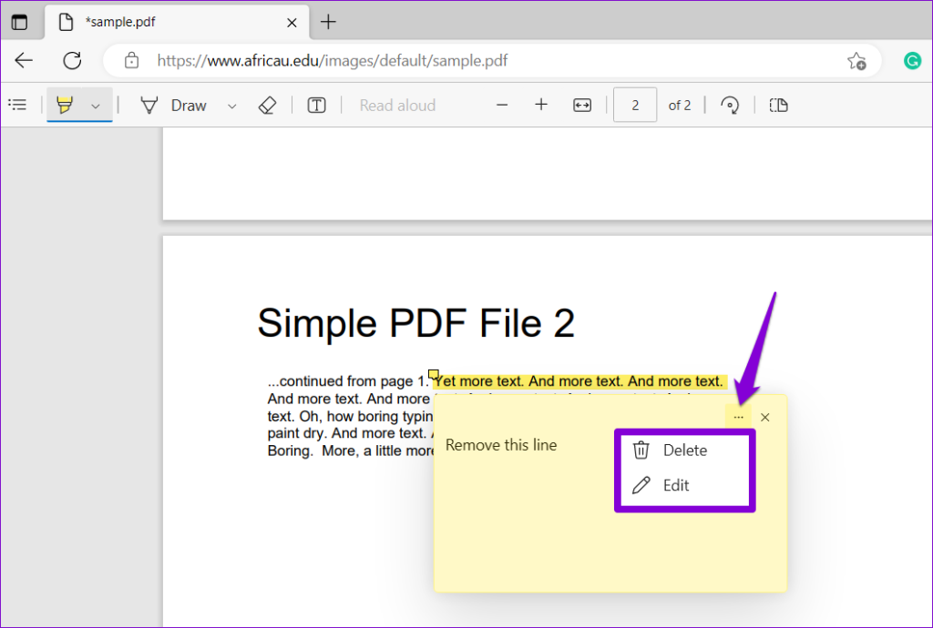 Microsoft Edge の組み込み PDF エディターを使用して PDF を編集する方法