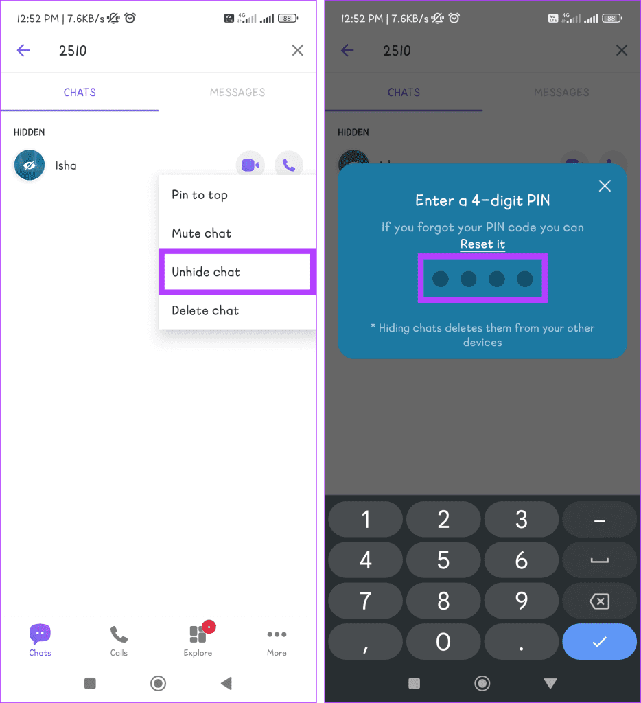 モバイルで Viber チャットを非表示および再表示する方法