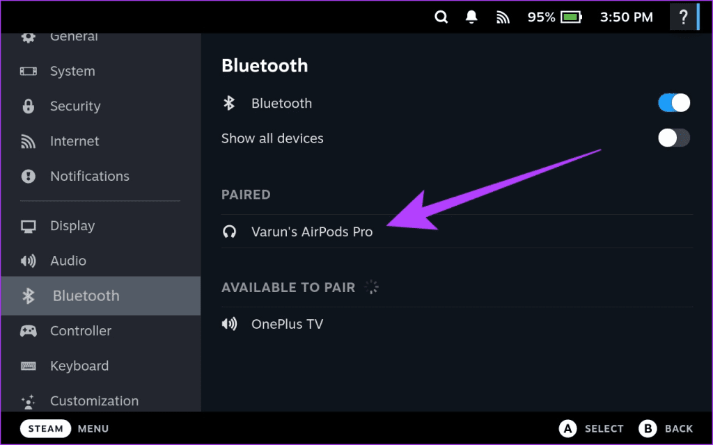 Como conectar AirPods e outros acessórios Bluetooth ao Steam Deck