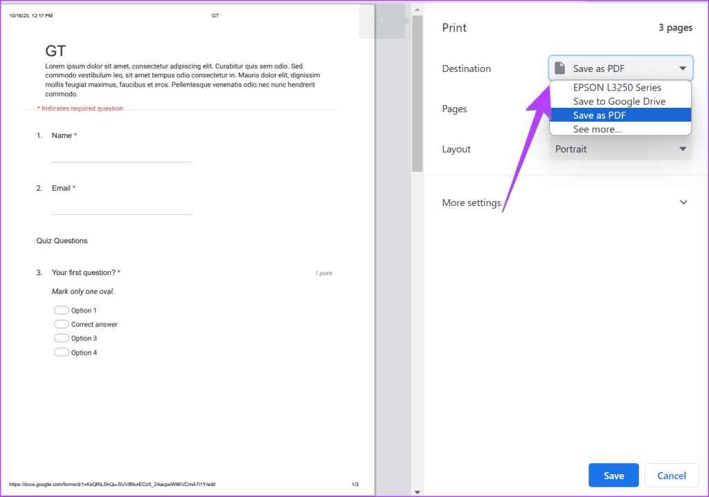 วิธีแปลง Google Forms เป็น PDF, Google Docs หรือ Word