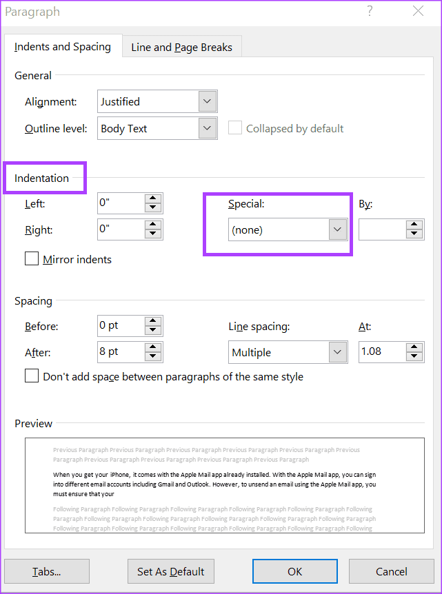 3 meilleures façons de mettre en retrait un paragraphe dans Microsoft Word