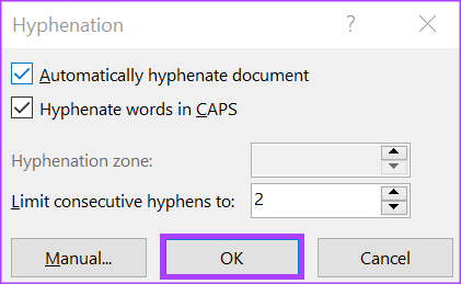 Cómo habilitar y deshabilitar la separación de palabras en Microsoft Word