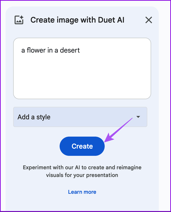 Google 슬라이드에서 Duet AI로 이미지를 만드는 방법