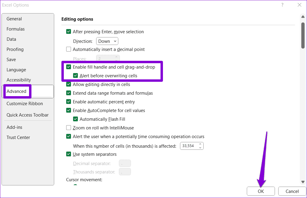 7 วิธียอดนิยมในการแก้ไขการป้อนอัตโนมัติไม่ทำงานใน Microsoft Excel สำหรับ Windows