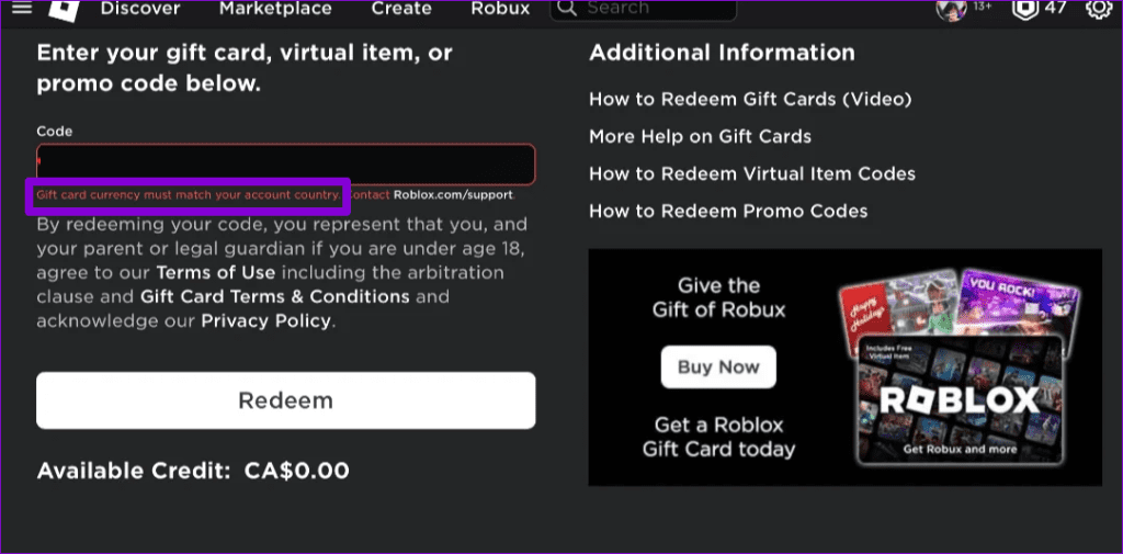 Les 6 meilleures façons de réparer la carte-cadeau Roblox qui ne fonctionne pas