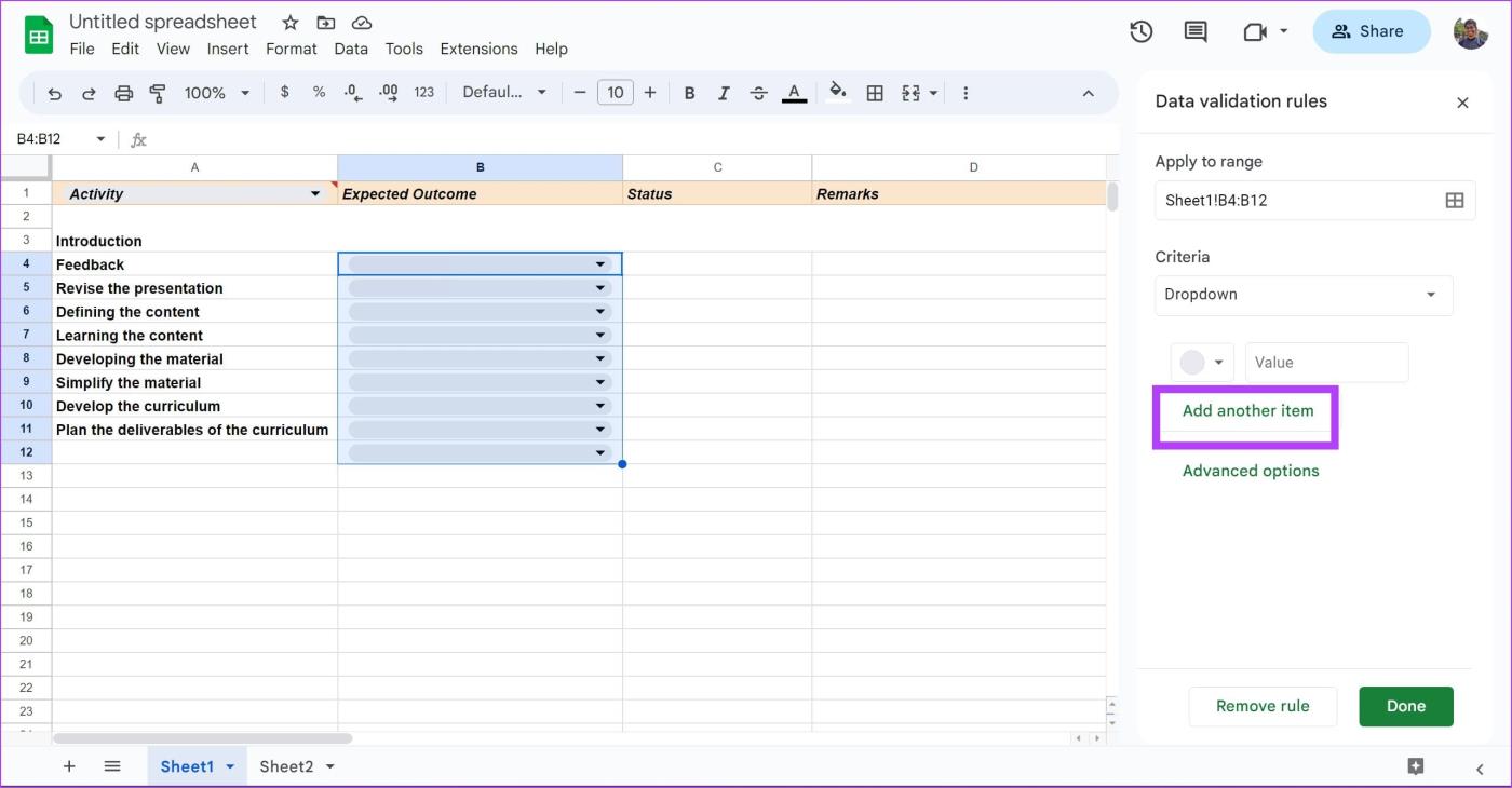 Cómo crear, editar y eliminar listas desplegables en Google Sheets