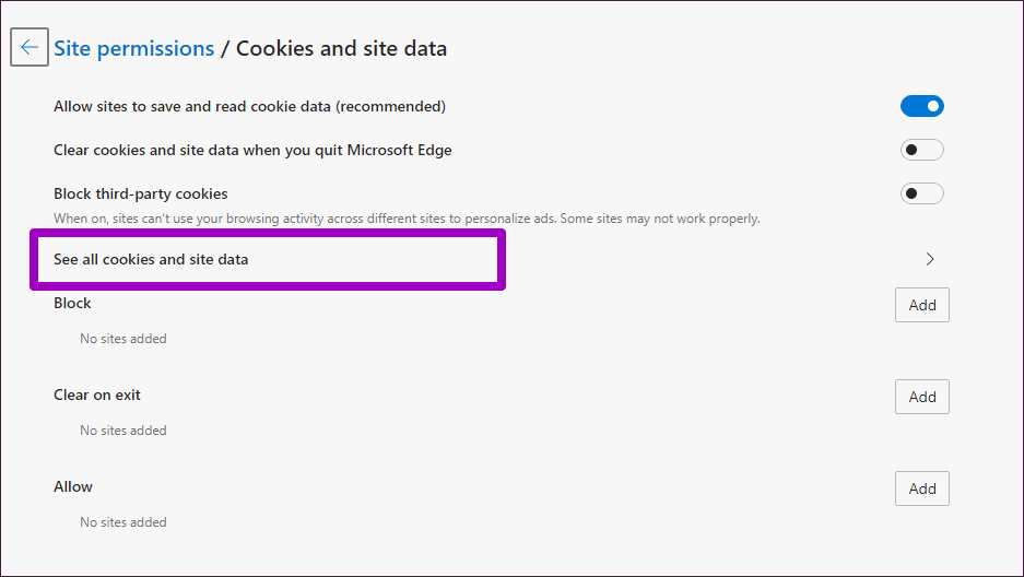 Microsoft Edge에서 캐시 및 쿠키를 지우는 방법