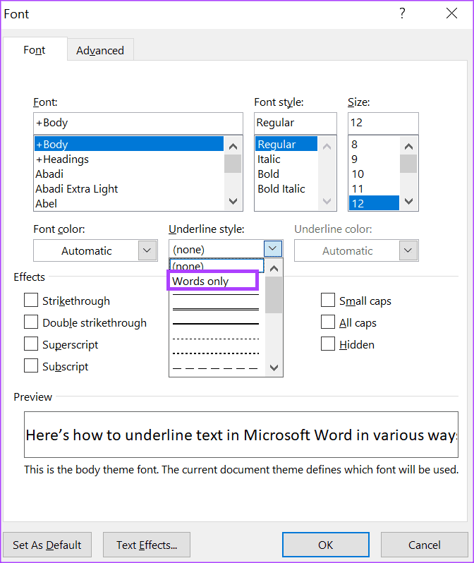 3 melhores maneiras de sublinhar texto no Microsoft Word