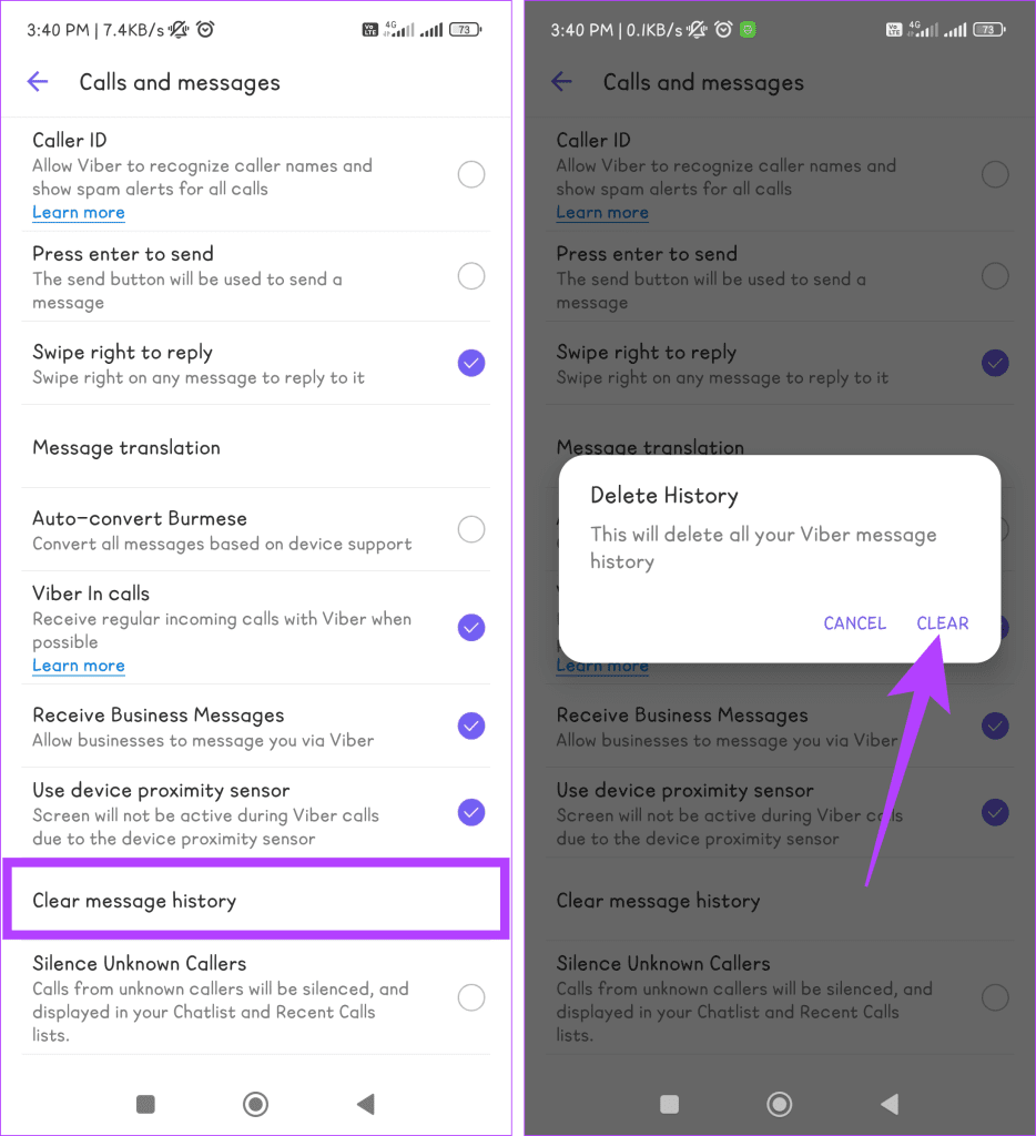 Comment supprimer des messages dans Viber