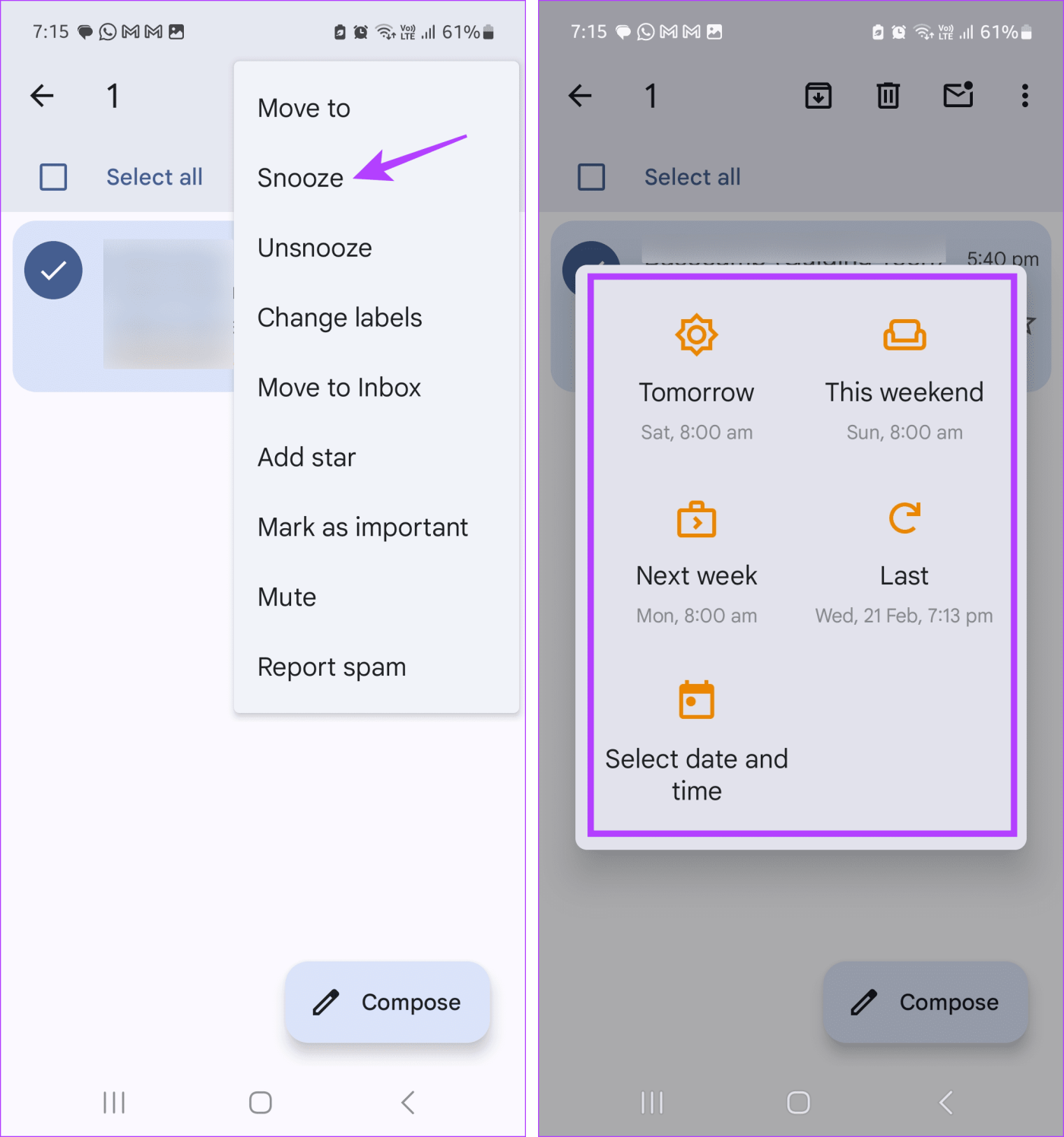 Comment utiliser Snooze dans Gmail sur mobile et ordinateur de bureau