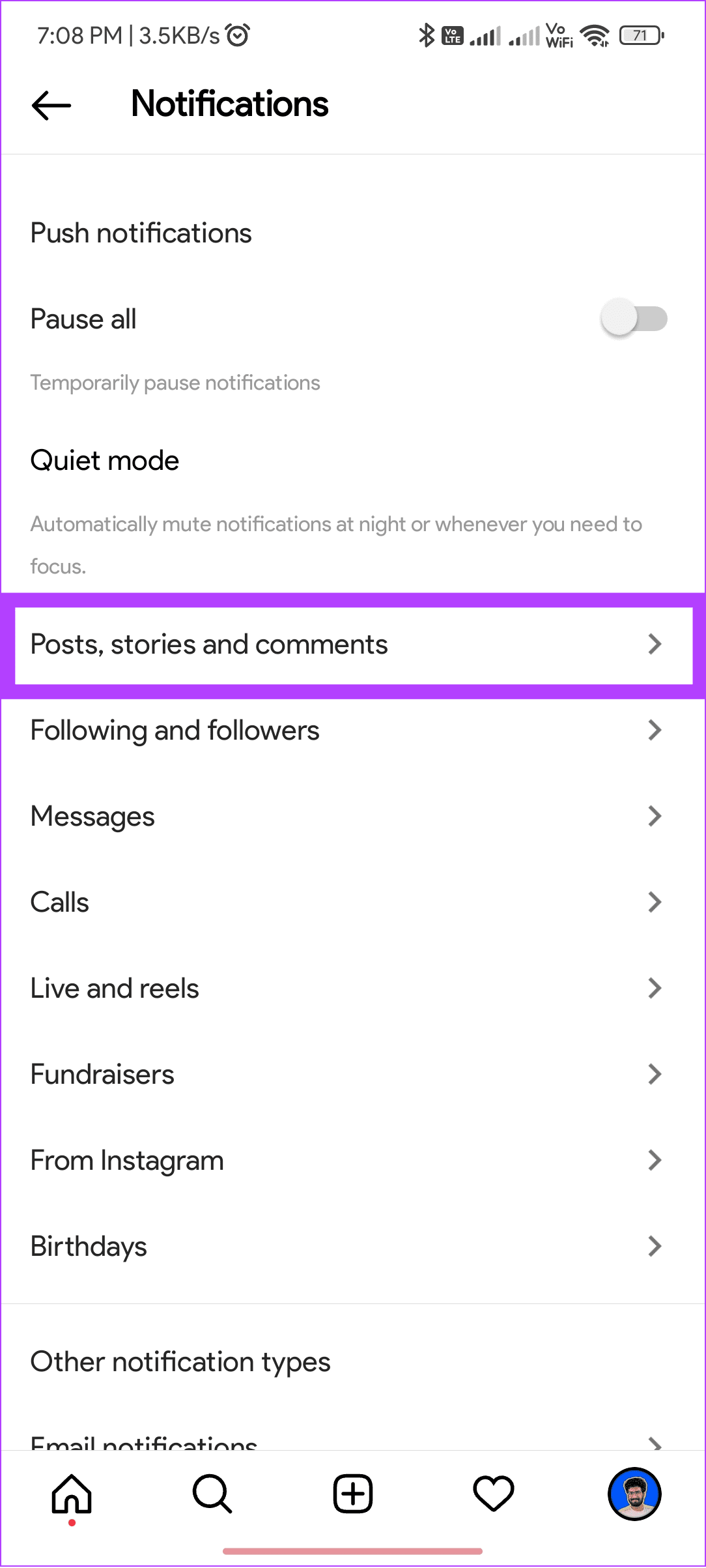 Cómo cambiar el sonido de notificación en Instagram