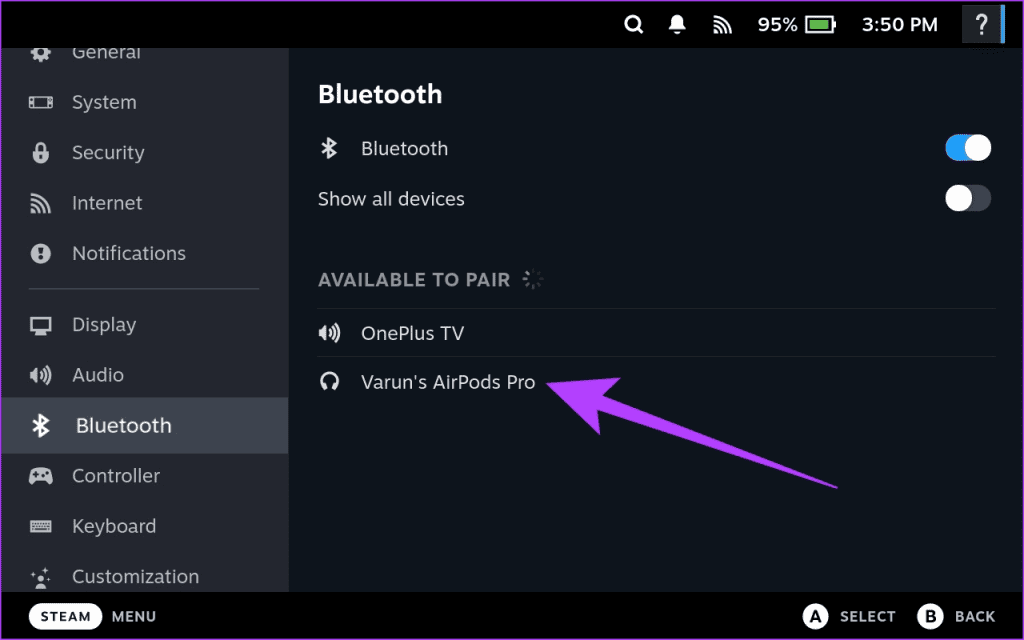 Come collegare AirPods e altri accessori Bluetooth a Steam Deck