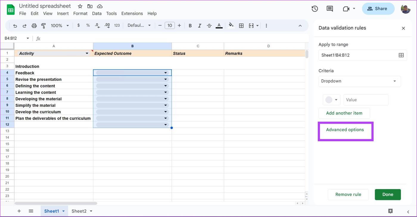 Cómo crear, editar y eliminar listas desplegables en Google Sheets