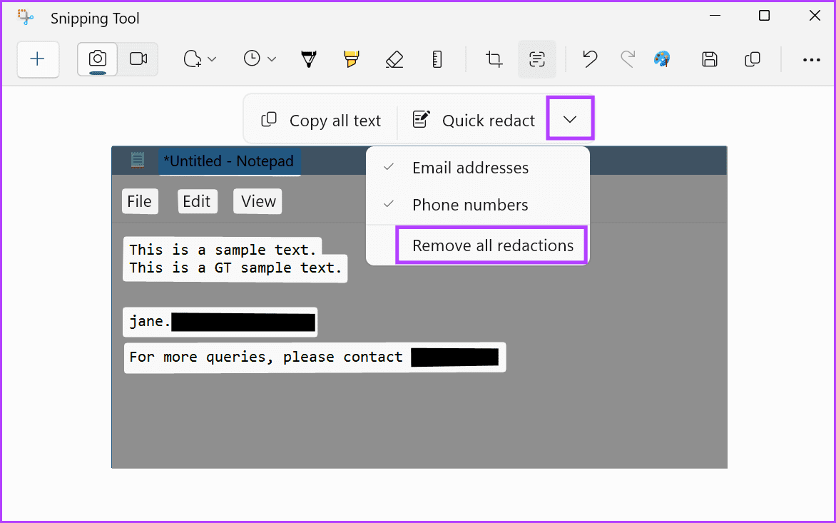 Cómo utilizar las acciones de texto de la herramienta Recortes en Windows 11
