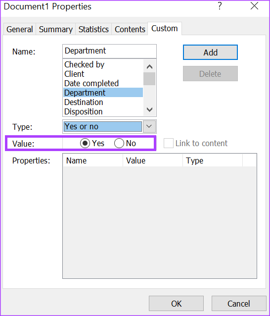 Microsoft Word 파일의 사용자 정의 속성을 생성하거나 편집하는 방법