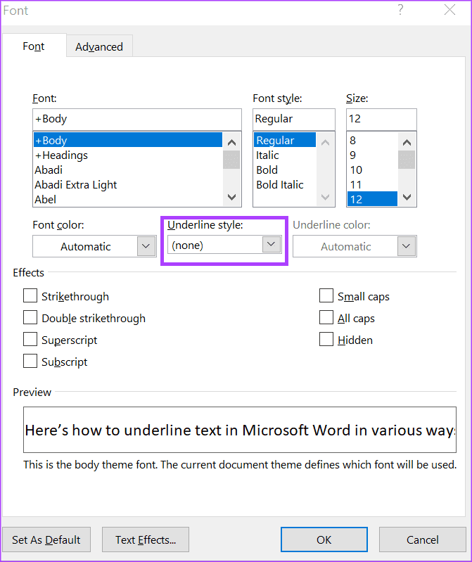 3 melhores maneiras de sublinhar texto no Microsoft Word