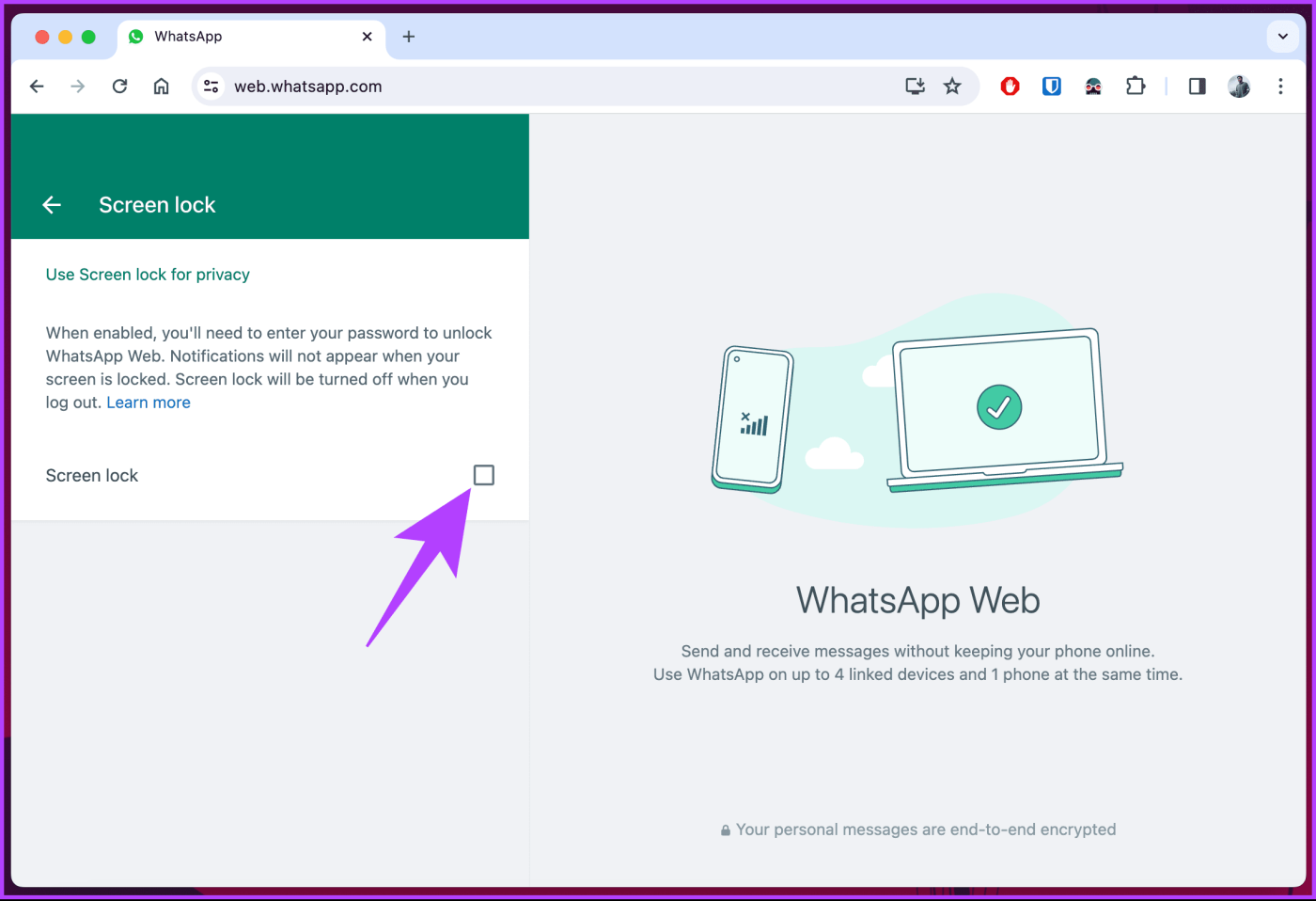 วิธีรักษาความปลอดภัยเว็บ WhatsApp ด้วยรหัสผ่าน