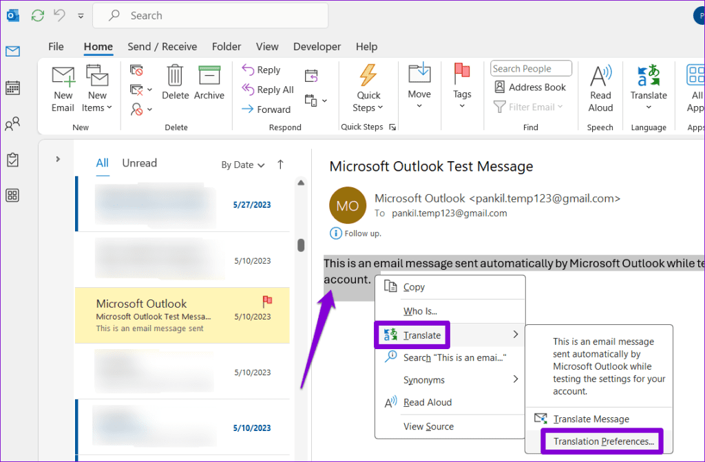 如何在 Microsoft Outlook 中翻譯電子郵件