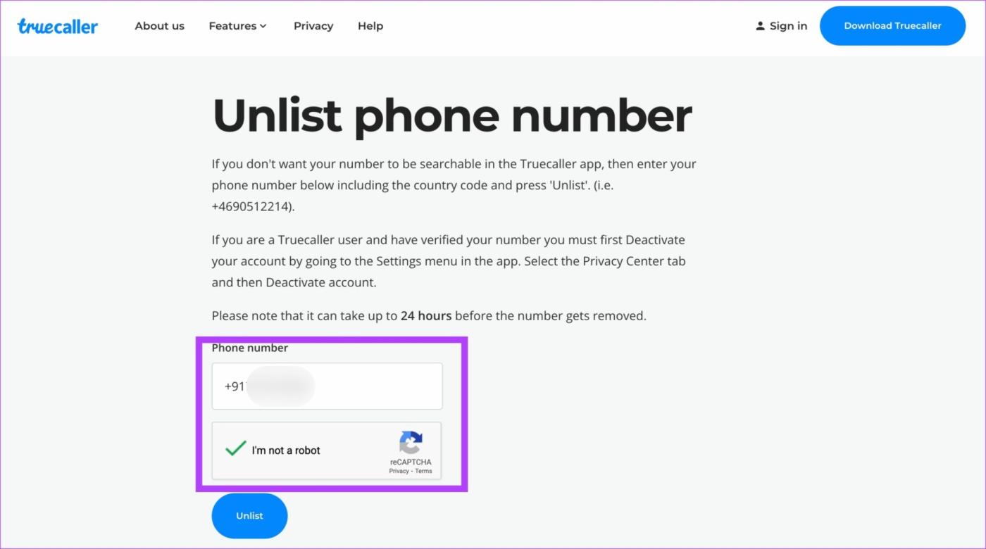 Come rimuovere il tuo numero di telefono dall'elenco di TrueCaller