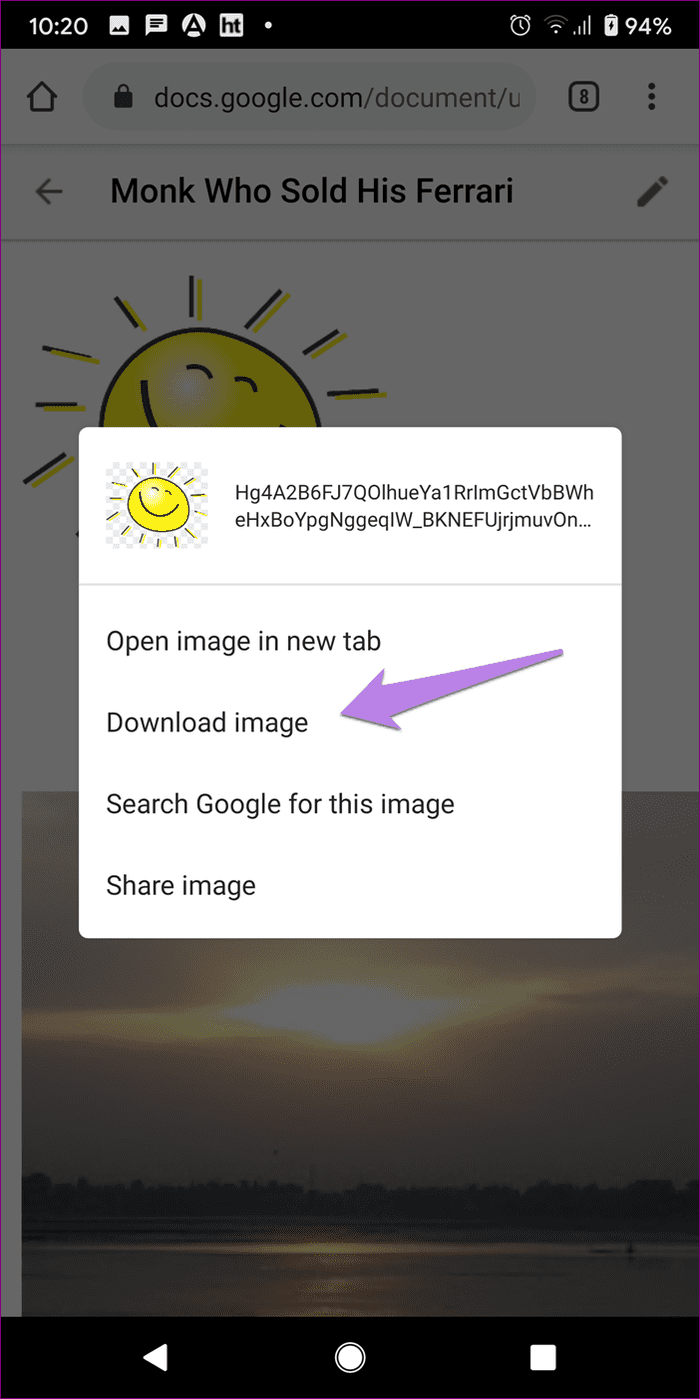 携帯電話と PC で Google ドキュメントから画像をダウンロードして保存する方法