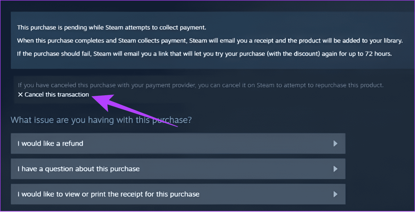 Steamで保留中の購入（トランザクション）エラーを修正する方法