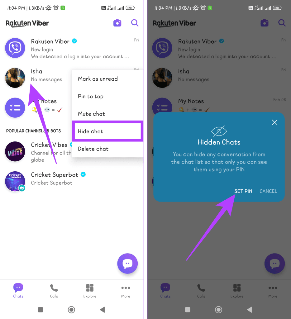 モバイルで Viber チャットを非表示および再表示する方法