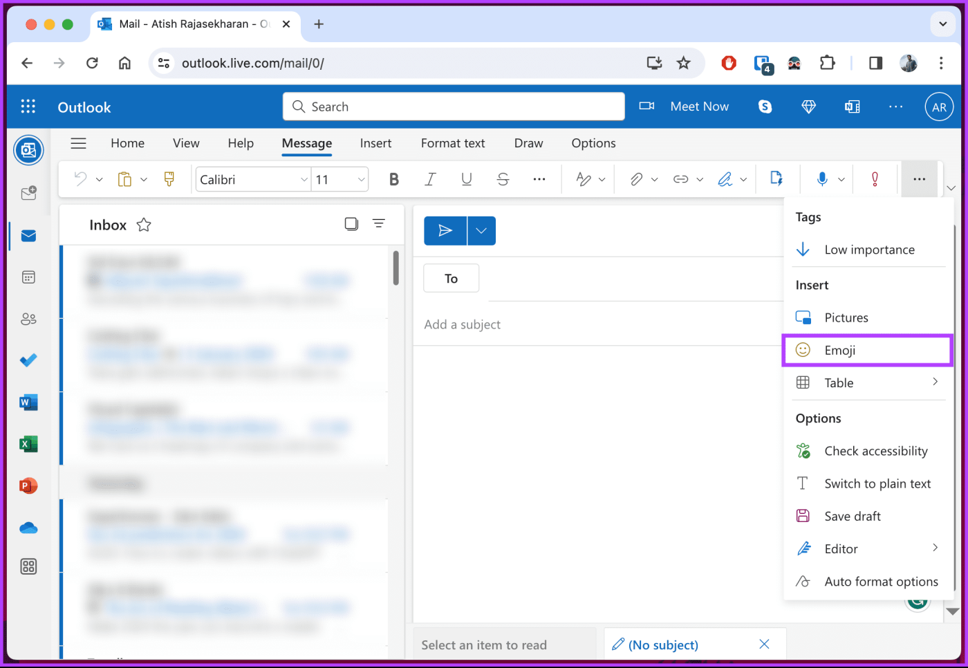 Como inserir emojis em um e-mail do Microsoft Outlook