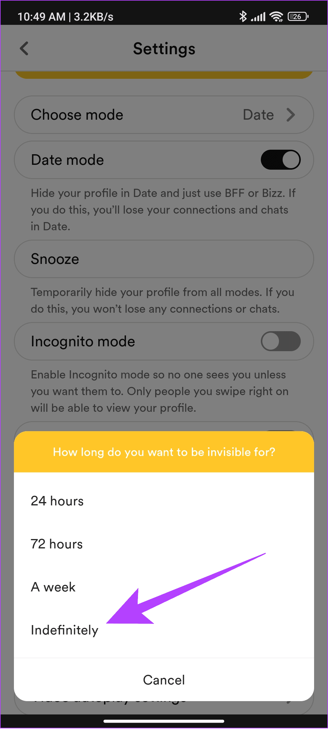 Como redefinir o Bumble: curtidas, deslizamentos e conta