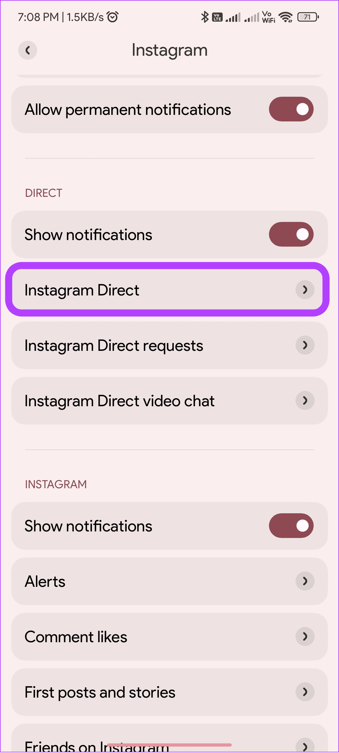 Cómo cambiar el sonido de notificación en Instagram